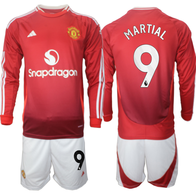 Men 2024-2025 Club Manchester United home Long Sleeves Red #9 Soccer Jersey->manchester united jersey->Soccer Club Jersey